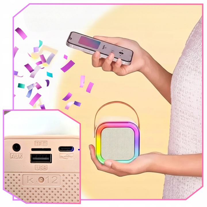 ZESTAW KARAOKE 2 MIKROFONY + GŁOŚNIK BEZPRZEWODOWY BLUETOOTH DLA DZIECI USB Marka Lewer